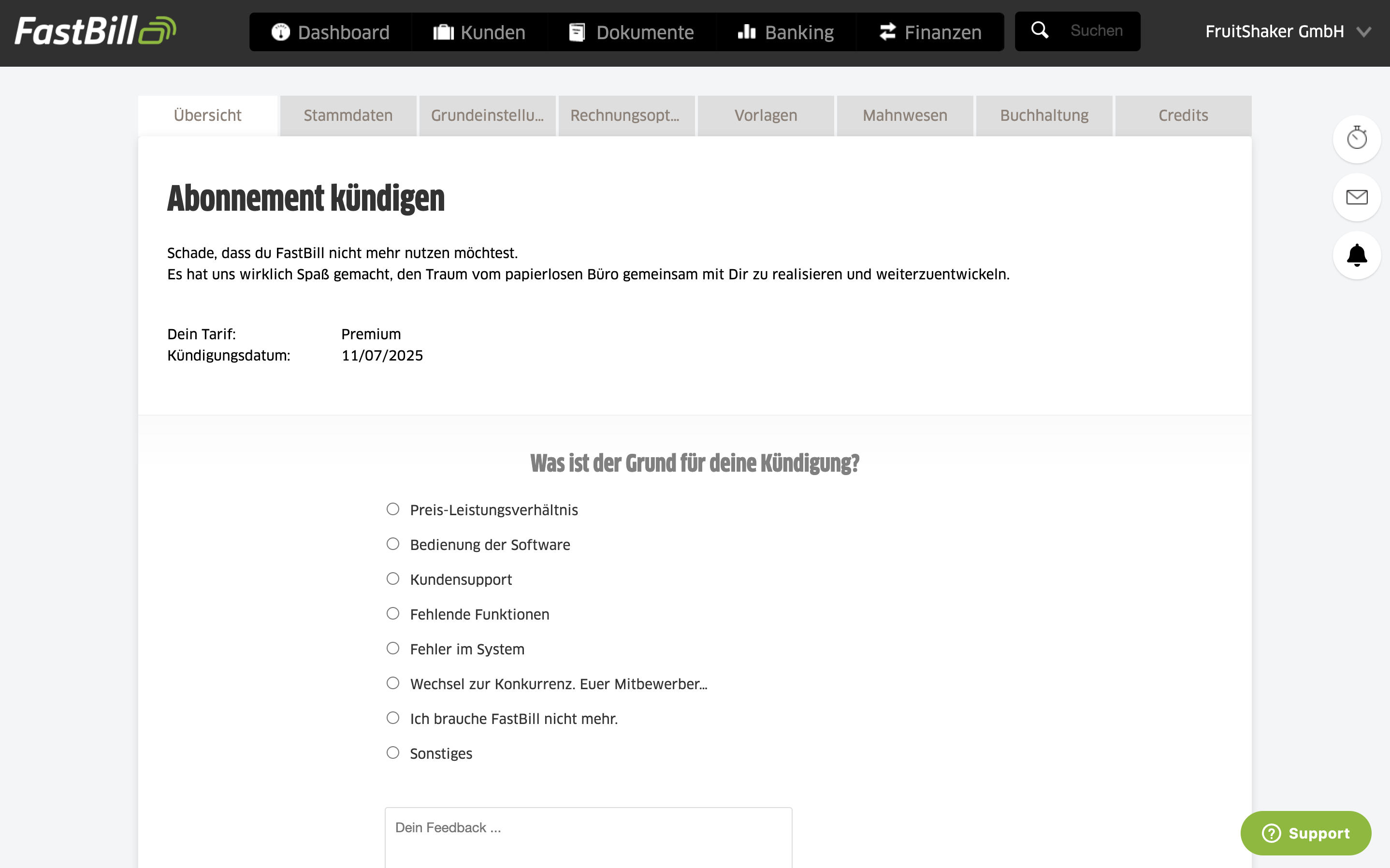 Verrate uns deinen Kündigungsgrund
