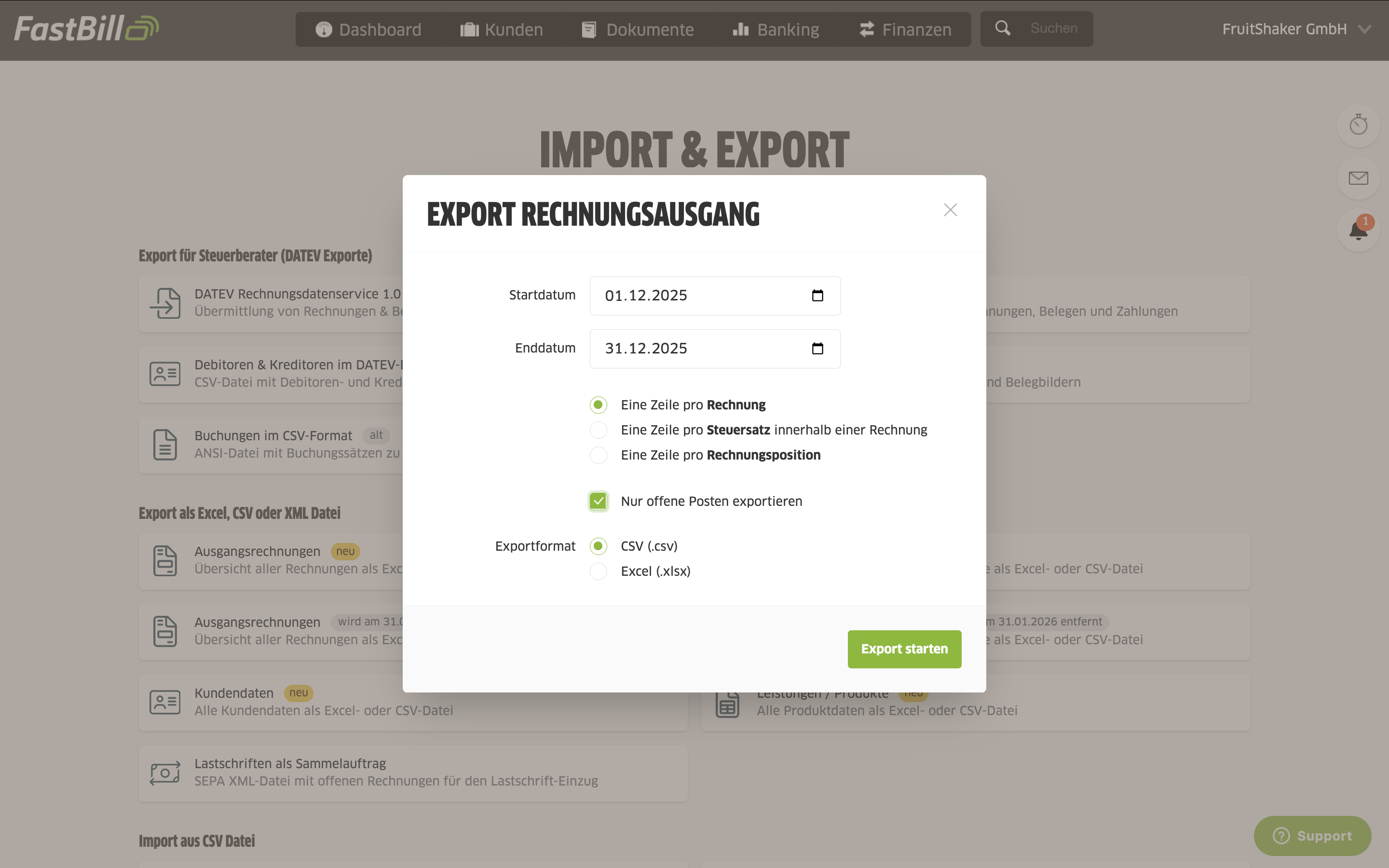 Rechnungsexport