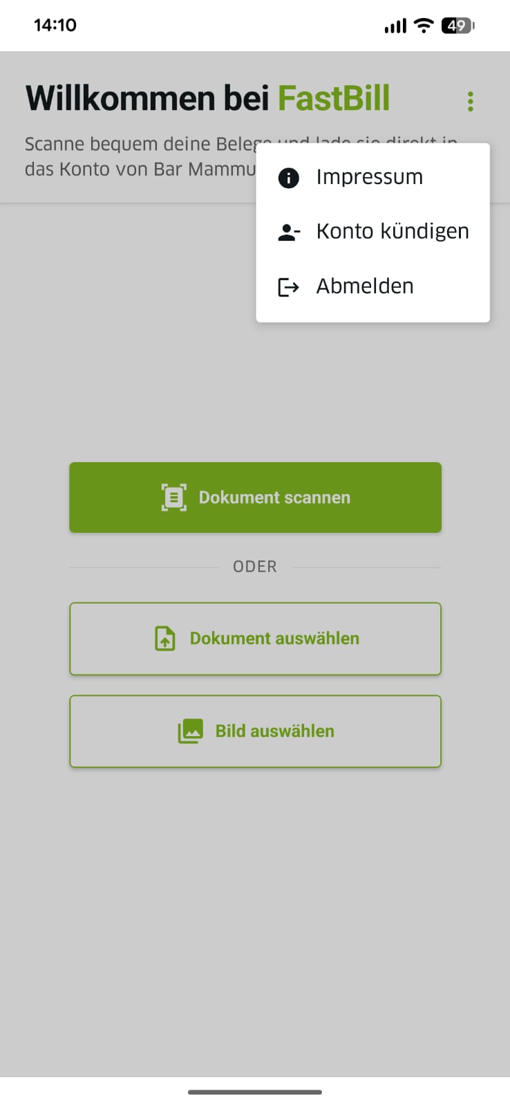Account wechseln: Einmal abmelden und wieder neu anmelden um den neuen Account auszuwählen.