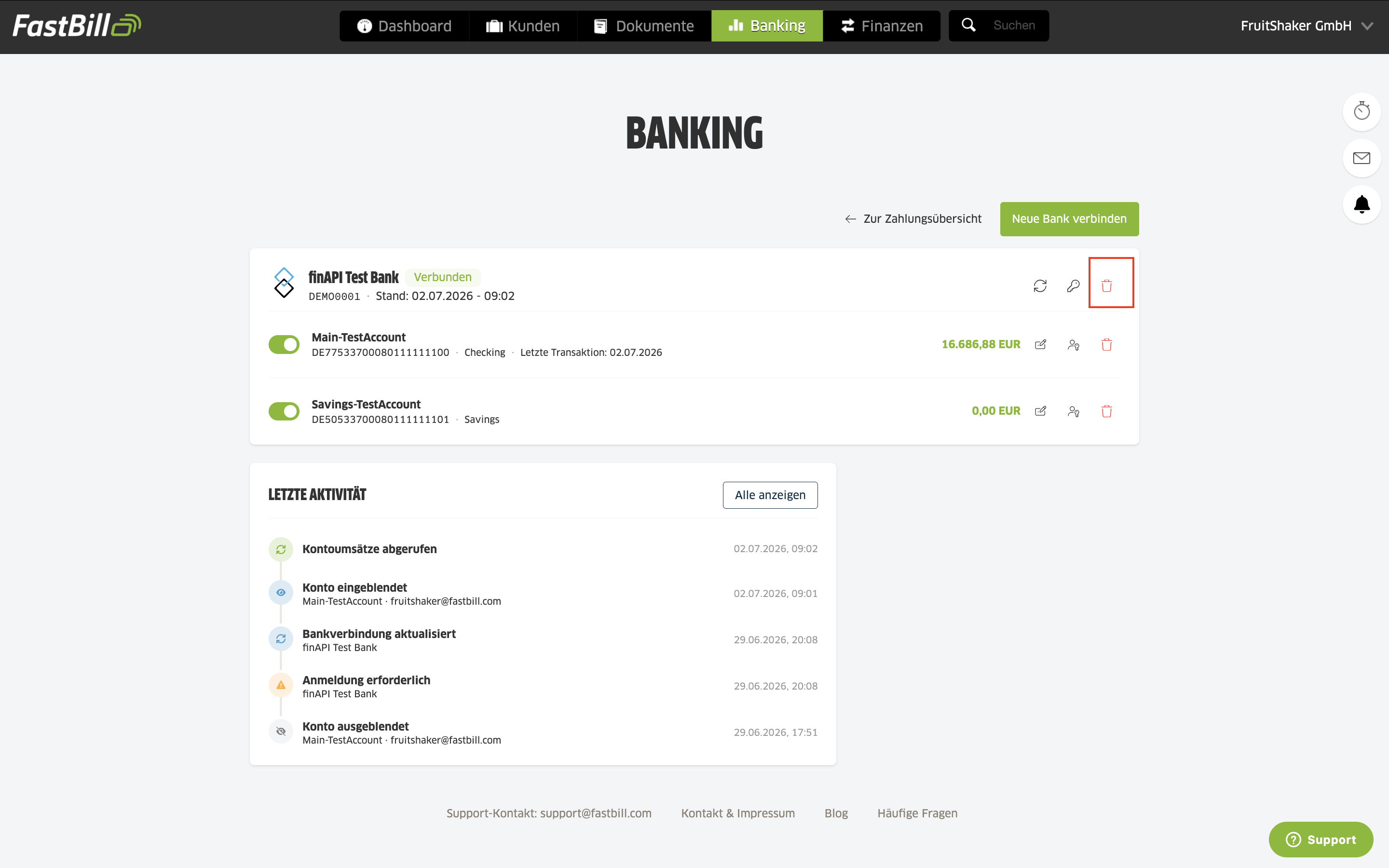 Bank löschen