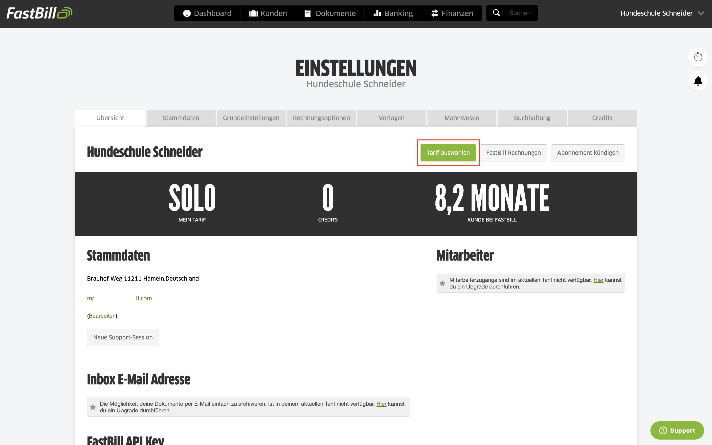 Tarif wählen