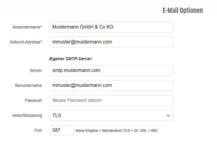 en kontrast by SMTP-Server hinterlegen – FastBill Support